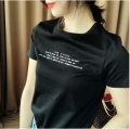 The new style of short-sleeved t-shirt with letter printing inside women's loose ins high-density long-staple cotton