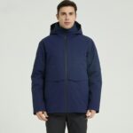 High end business outdoor down jacket 90 white duck down non removable down jacket navy blue