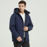 High end business outdoor down jacket 90 white duck down non removable down jacket navy blue