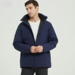 High end business outdoor down jacket 90 white duck down non removable down jacket navy blue