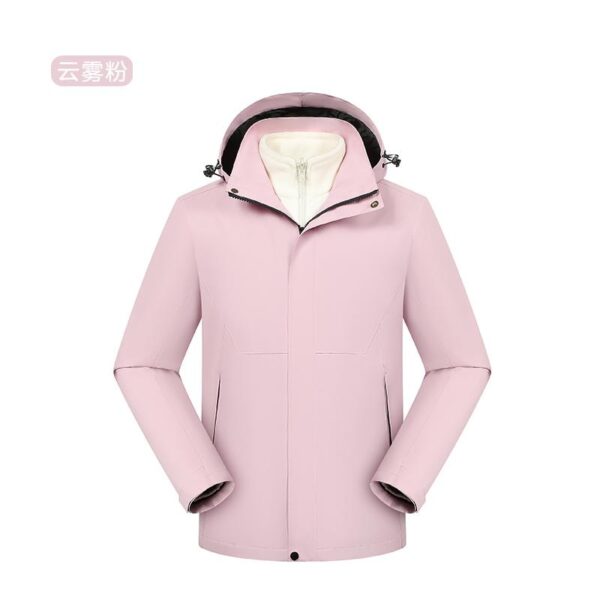 2025 New Men's Women's Detachable Three-in-One Coat Autumn Winter Waterproof Windproof Fleece-Lined Mountaineering Suit Zipper - Image 2