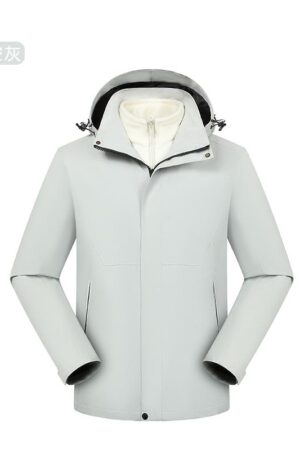 2025 New Men's Women's Detachable Three-in-One Coat Autumn Winter Waterproof Windproof Fleece-Lined Mountaineering Suit Zipper