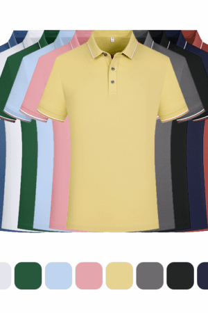 DVSP2238 40s 5A Antibacterial Sorona Double Pique Color-Block2-Button Collar Polo Shirt