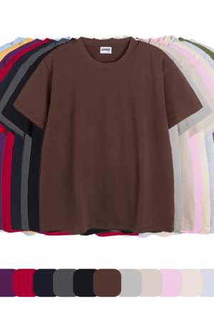 DVS24260 36 s Double-Ply Yarn 260 g Compact Siro-Spun Pure Cotton Crew Neck T-Shirt