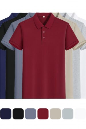 DVS6253M 40-Count Classic 70 Cotton-Polyester Offset Placket 3-Button Polo Shirt