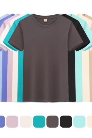 DVS39008 240 g Heavyweight Cuban Collar Double-Ply Yarn Drop Shoulder Crew Neck T-Shirt