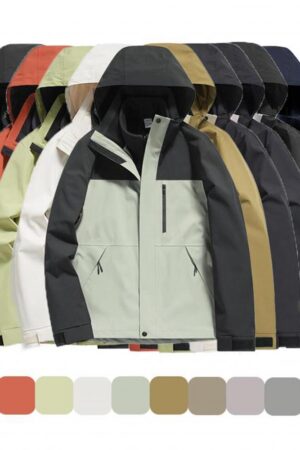 DVSY3333 Outdoor Full Heat-Sealed Color-Block Waterproof YKK Zipper Polar Fleece 3-in-1 Jacket