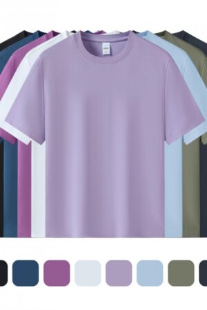 Premium210 g80 s Liquid Ammonia Cooling Long-Staple Cotton90棉氨Crew Neck T-Shirt