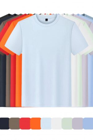 Lightweight Sorona Plain Weave Solid Color Seamless Heat-Sealed Crew Neck T-Shirt