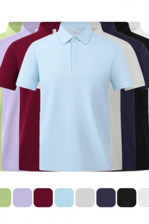 DVS58096 60-Count Cooling Luxury Mercerized Air-Layer Linen Silk Hidden Placket Polo Shirt