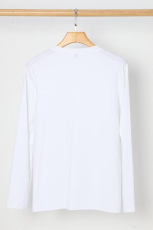 M 80 s Double-Face Mercerized Plain Weave Long Sleeve Crew Neck T-Shirt