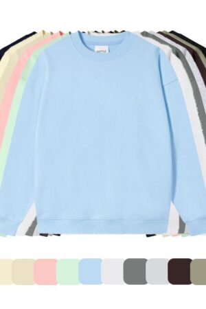 DVS78558 380g Heavy French Terry Anti-Static Streetwear Oversized Drop-Shoulder Crew Neck Sweatshirt