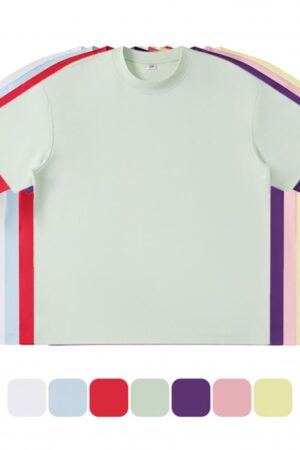 C Trend Chaser Series Kids Grade ADouble-Face Fabric Solid Color Crew Neck T-Shirt