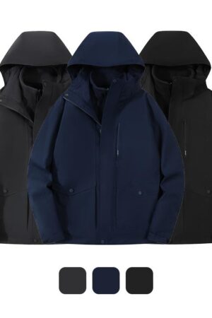 DVSF5276 High Quality Solid Color Full Heat-Sealed Waterproof Standard Dual Lining3-in-1 Jacket