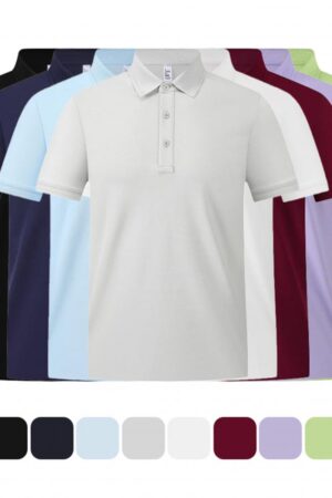 DVS58076 60-Count Cooling Luxury Mercerized Air-Layer Linen Silk Solid Color Polo Shirt