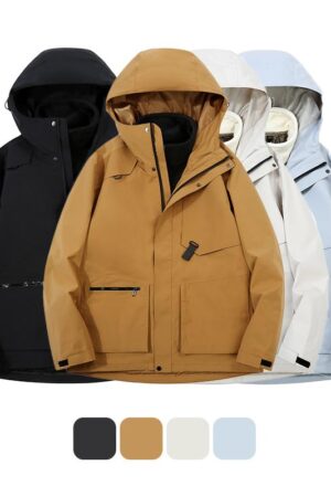 DVSLJ602 Fashion Casual National Standard Waterproof Featured Hooded Oli Fleece Lining 3-in-1 Jacket