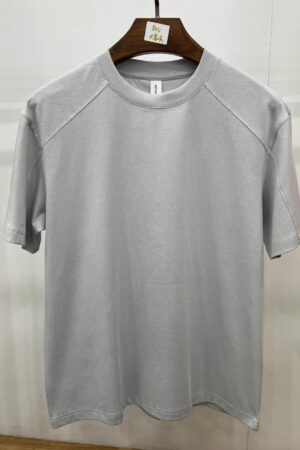 D Athens Series Drop Shoulder Loose Fit High Cotton Blend Double-Face Solid Color Crew Neck T-Shirt