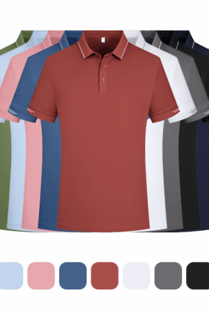 DVSP2232 40s Heavyweight220g 5A Antibacterial Sorona Double Pique Color-Block2-Button Collar Polo Shirt