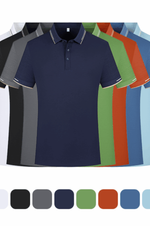 DVSP6803 60s Lenzing Modal+Sorona Color-Block2-Button Collar Seamless Hem Polo Shirt