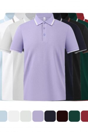 DVS57036 60-Count Cooling Liquid Ammonia Jacquard Double-Ply Long-Staple Cotton Color-Block Polo Shirt